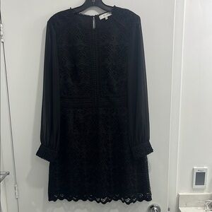 Reiss Black Sheath Dress with Bishop Sleeves